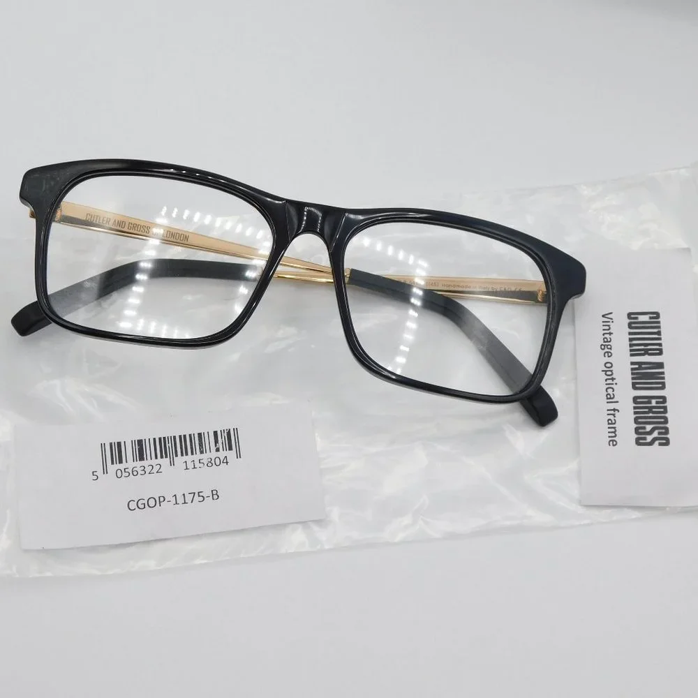 NEW CUTLER AND GROSS OF LONDON CGOP1175 BLACK GOLD SQUARE UNISEX EYEGLAS… - Picture 11 of 11